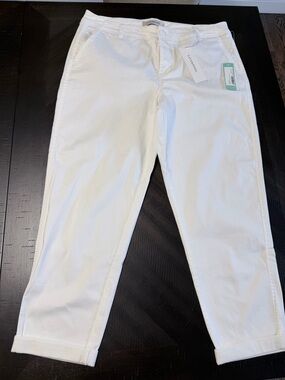 Liverpool White Cropped Pants Size 14/32 NWT | Cuffed Stretch Trouser Capri